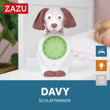 Дитячий будильник-тренер сну ZAZU Davy, розумний LED годинник для дівчаток і хлопчиків, рожевий, навчальний