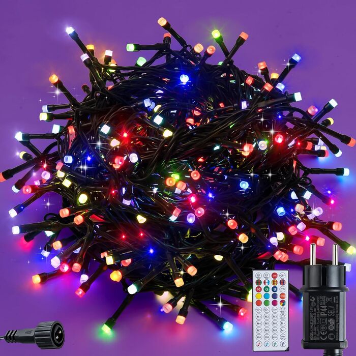 LED-гірлянда для дому та вулиці, 10м, 100 LED, святкова прикраса, вологостійка, 8 режимів світіння, таймер, гірлянда на ялинку (тепле біле світло)