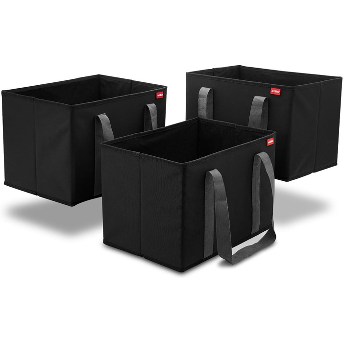 Achilles 3-Piece Set Shopping Basket - Shopping Bags - Storage Boxes - Trunk Bags - Shopping Box - Black - 37x25x25cm
