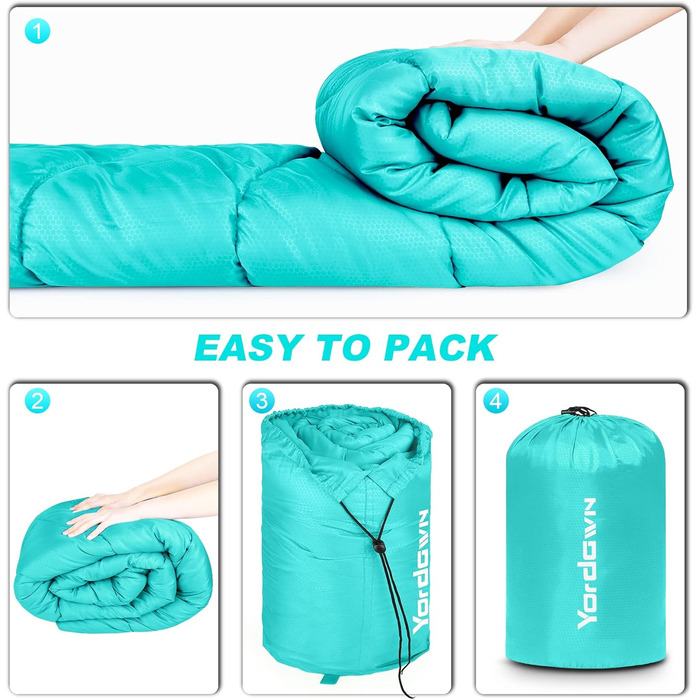 Yordawn Sleeping Bag - Ultralight 3-4 Season Camping Sleeping Bag for Adults & Kids - Waterproof Travel Sleeping Bag (Lake Blue)