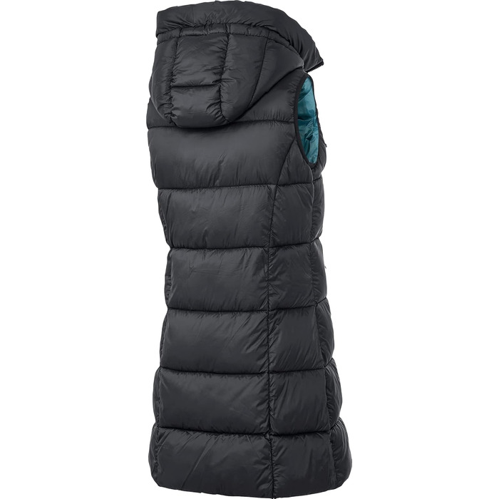 Стьобана жилетка PATSY & LOU з капюшоном, довга жіноча жилетка з двостороннім блискавкою, приталена жилетка для витонченої фігури, тепла та терморегулююча, розмір 36-48 (38, чорний)