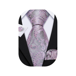 Краватка Barry.Wang з нагрудною хустиною та затискачем для краватки в комплекті, візерунок пейслі