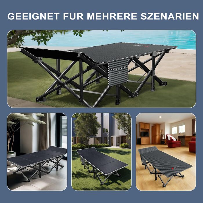 Кемпінгове ліжко Peirhw: складане, широке, з матрацом, до 200 кг, легке та портативне для подорожей