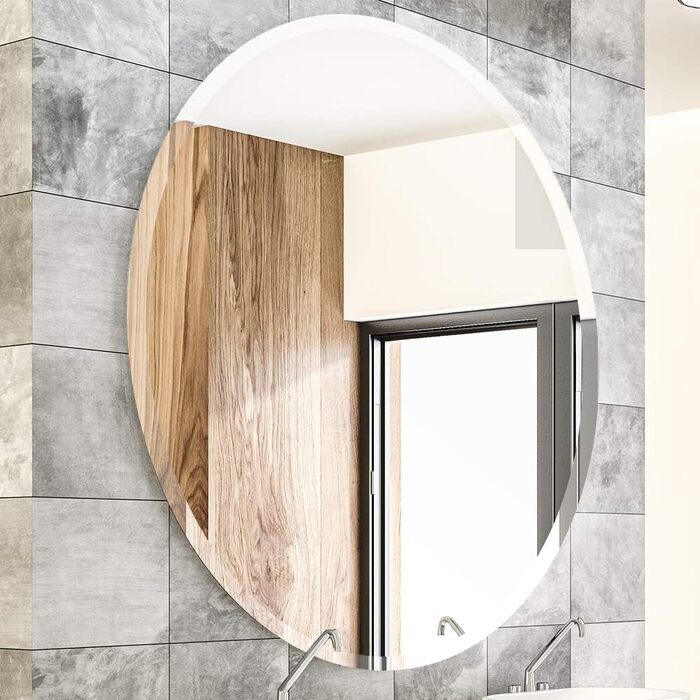 ANYHI Круглий дзеркало без рами, 40.6 см, для ванної кімнати, вітальні, спальні, входу, монтаж на стіну, сучасний дизайн