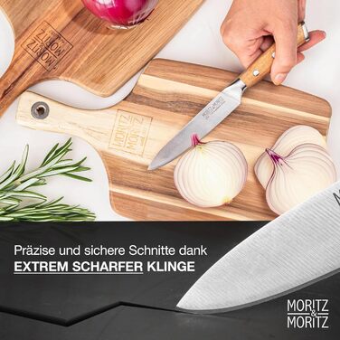 Ніж кухонний Moritz & Moritz Profi Küchenmesser 13 см - універсальний, для овочів, м'яса, фруктів, з ергономічною ручкою з акації, німецька сталь