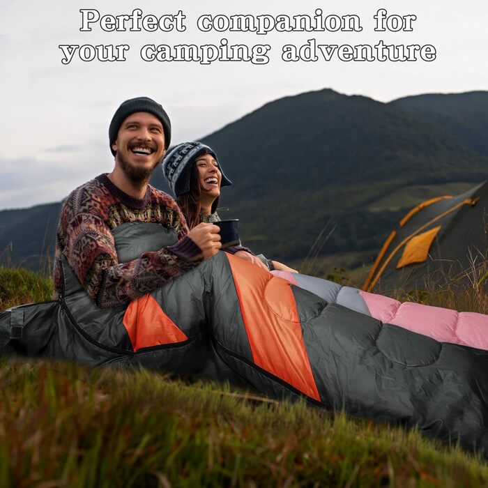 Zusentee 4-Season Sleeping Bag - Waterproof, Lightweight, Ultralight Sleeping Bag for Adults & Kids - Camping, Hiking, Travel (Dark Grey)