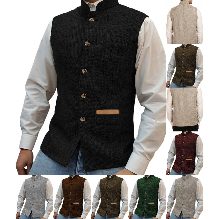 Жилет чоловічий Jagd Stand-Up Kragen з твіду, ретро візерунок 