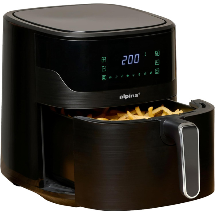 Фритюрниця Alpina Heißluft XXL (6л) з цифровим дисплеєм: для 4-6 осіб, 80-200°C, таймер до 2 годин, 1800W