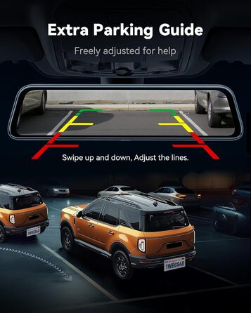 WOLFBOX Dashcam G840S 4K: Дзеркало-відеореєстратор з камерою заднього виду, WiFi, IPS-екран, GPS, 32GB, G-сенсор, Park Mode