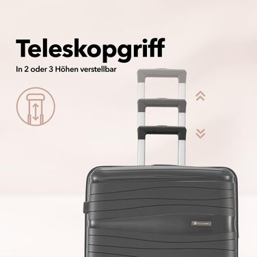 Набір валіз Travel One з жорстким корпусом, 4 предмети, антрацит (32/60/98 л), з кодовим замком та колесами 360°