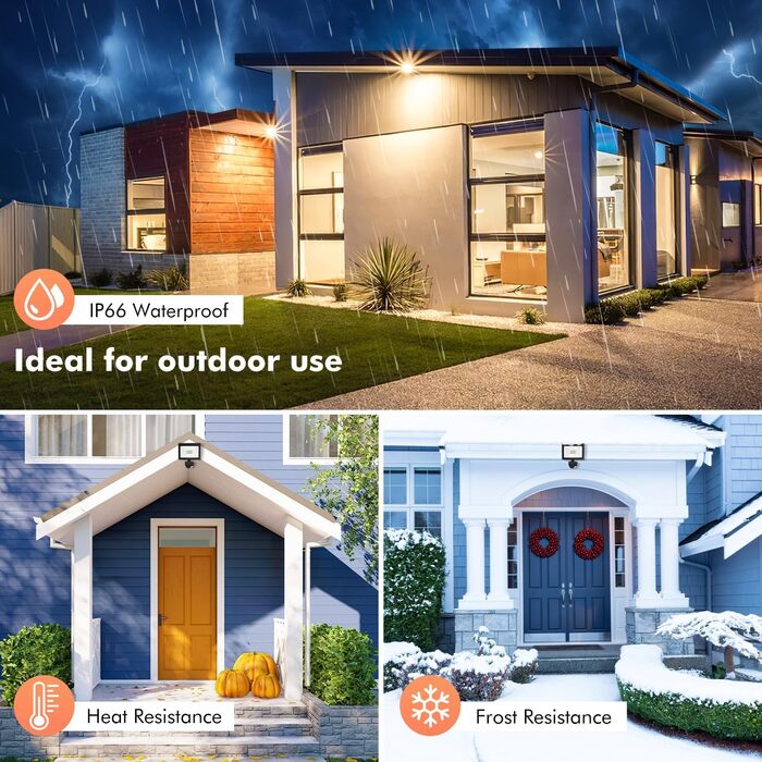 MEIKEE 25W LED Floodlight with Motion Sensor, Remote Control, 2100 LM, 6500K Cool White, Super Bright, 3 Modes, 10 Brightness Levels, Outdoor Floodlight, IP66 Waterproof, Spotlight for Garden, Garage, Sports Field, 2 Pack