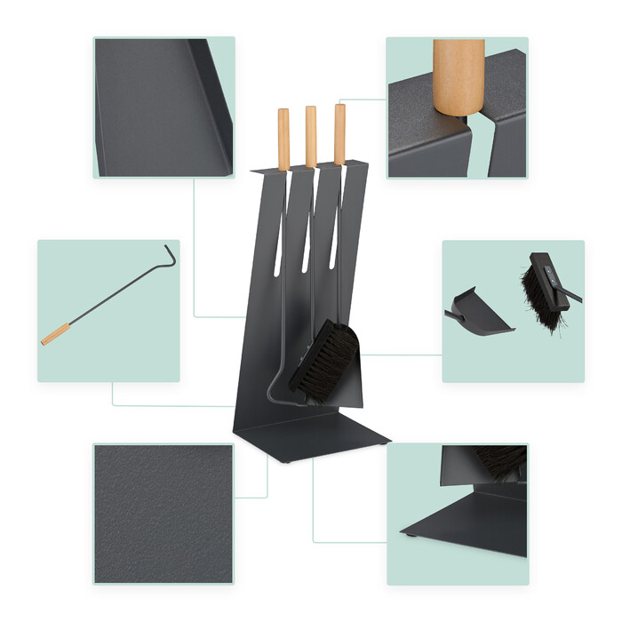 Relaxdays 4-Piece Fireplace Tool Set with Stand
