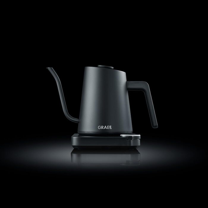 Чайник Pour-Over GRAEF GK502, з регулюванням температури та таймером, з гусячим носиком, 900 мл, матовий чорний