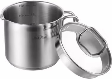 Jalz Jalz stainless steel pot with glass lid, classic cookware, saucepan, 1.5 l for cooking milk, sauces, noodles, pasta