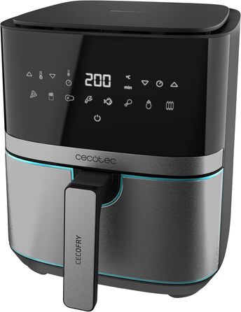 Фритюрниця без олії Cecotec Cecofry Full InoxBlack Pro 5500, 5.5 л, 1700 Вт, 8 режимів, PerfectCook, сталь