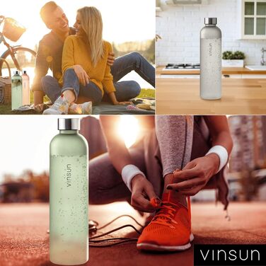 VINSUN Water Bottle 650ml, 1000ml, 1500ml - Leak-proof, Carbonated Drink Compatible, BPA-Free, Tritan - Lightweight Water Bottle for Sports, Outdoors, School, Biking, Office
