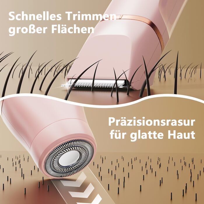 Електричний жіночий тример для бікіні та тіла 2-в-1, вологостійкий, рожевий