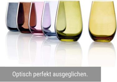 Stölzle Lausitz Water Glasses Set Elements Mediterranean Mix 465 ml to the brim / Set of 6 Water Glasses Dishwasher-safe, high break resistance / Drinking Glasses Set Crystal Glass / Juice Glasses Set