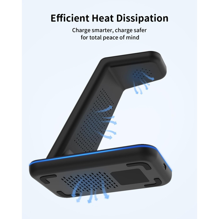 Бездротова зарядка JoyGeek 3-в-1 для Samsung Galaxy S25/S24/S23/S22/Z Flip/Fold, Galaxy Watch Ultra/8/4, Galaxy Buds - Чорний