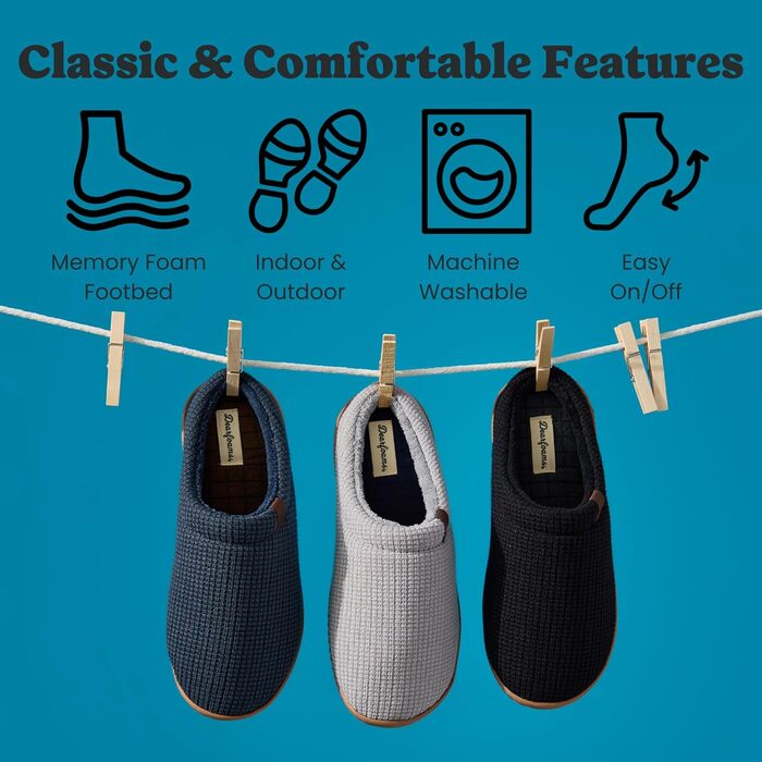 Чоловічі тапочки-клоги Dearfoams Case Casual, темно-синій (44.5/45.5 EU)