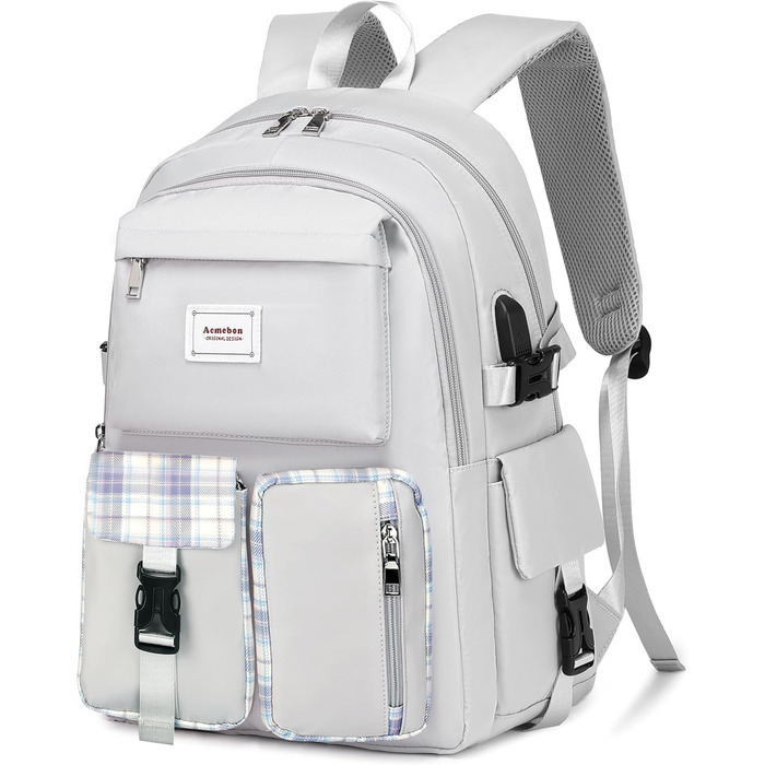 Жіночий рюкзак Acmebon для ноутбука, місткий, модний, сірий