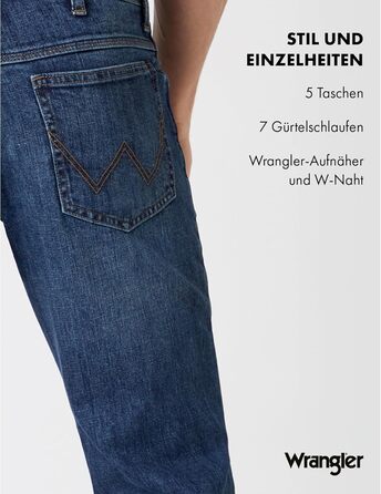 Джинси чоловічі Wrangler Straight Regular Fit, сині з чорним, W30-W44, 34W/32L Authentic Blue