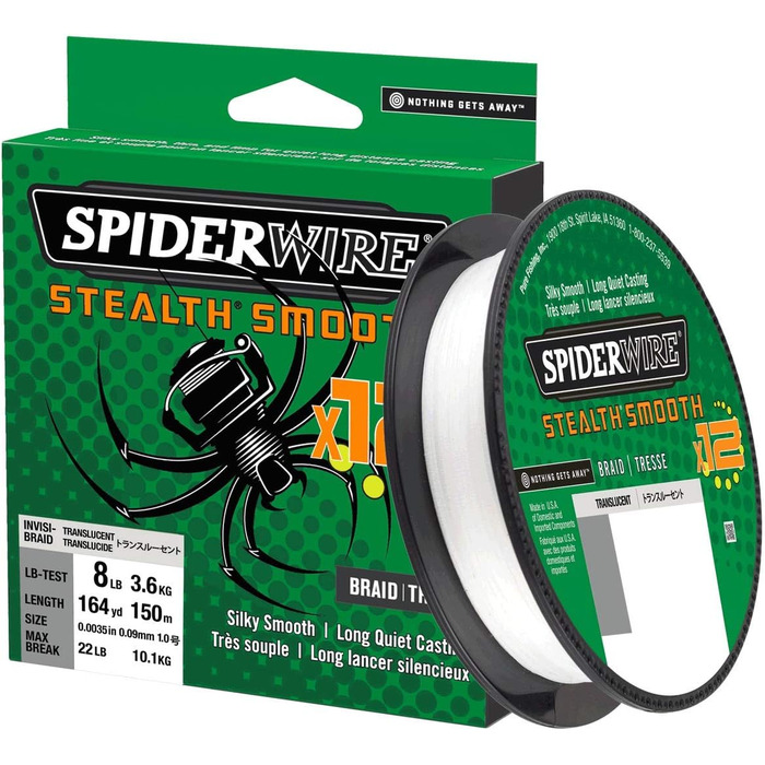 Spiderw Stealth Smooth 12 Braid, 0.15mm, 150m, Translucent