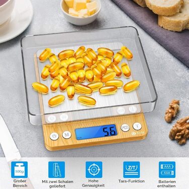 Електронні високоточні ваги AMIR 500г (0.01г) з функцією PCS, тарою та LCD-дисплеєм, жовті