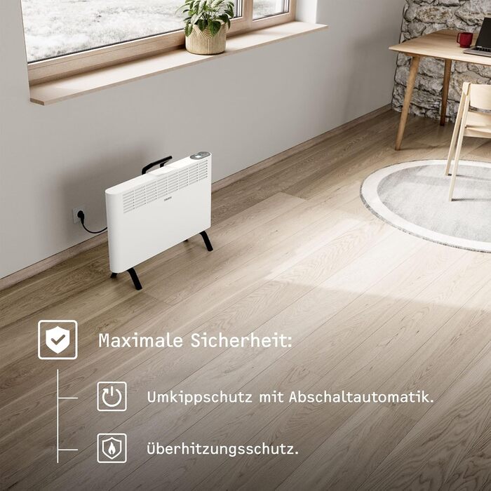 Електричний конвекторний обігрівач Stiebel Eltron 2 kW, для площі 25 м², з регулюванням, на роликах, TÜV-сертифікований, енергозберігаючий, 204450