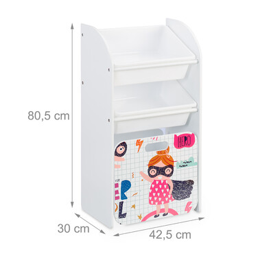 Relaxdays Narrow Children's Shelf with Heroine Motif