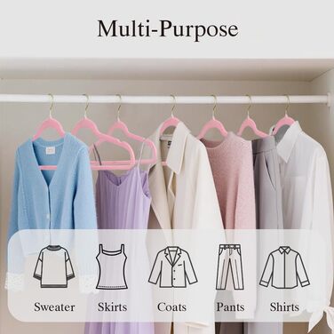 22 шт. велюрові вішалки для одягу Stormix - преміум-якість, для піджаків, сорочок, суконь (рожево-золотий)