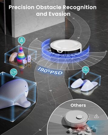 Робот-пилосос LEFANT M2 з функцією миття, 6000Pa, LiDAR-навігація, зони заборони, керування через APP/Alexa, для шерсті тварин, килимів та твердих підлог (M310 Ultra-W)