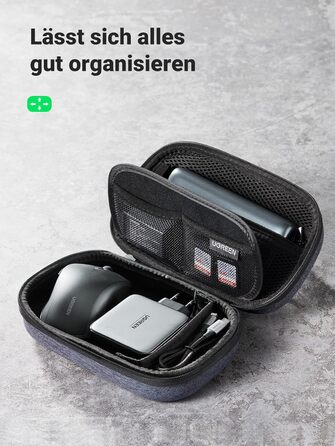 Органайзер UGREEN для аксесуарів: USB-накопичувачі, зарядні пристрої, флешки, SD-картки (сірий/блакитний)