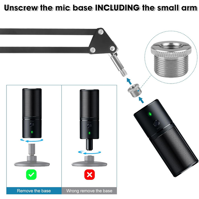 Підставка для мікрофона ChromLives для Razer Seiren X, з поп-фільтром, вітрозахистом та кабелетримачем, 5/8 адаптер