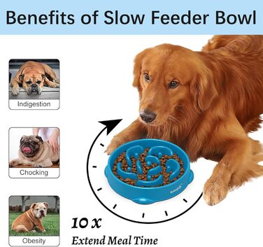 Набори мисок для собак MateeyLife 2 шт. - Anti-слиз, Slow Feeder, для великих та середніх собак, синього кольору