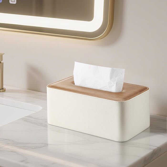 Стильна коробка для серветок з PU шкіри KingFOM - для офісу, авто, дому (C-Бежевий)