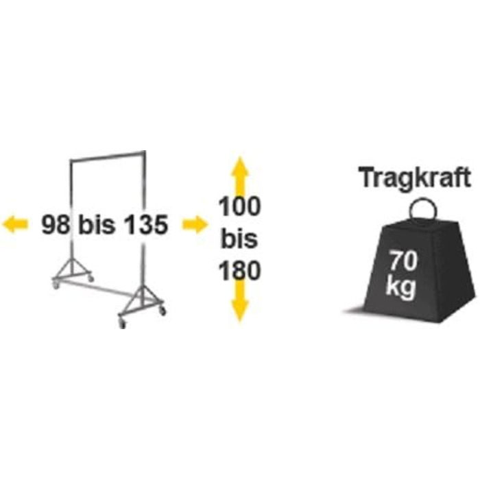 GERSO Adjustable Height Rolling Clothes Rack 100-180cm Extendable Clothes Rail 98-135cm Rolling Garment Rack with Drawers