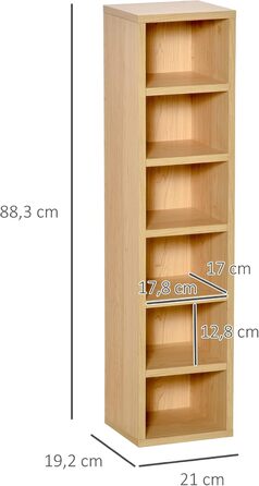 Комплект HOMCOM з 2 стелажів для CD/DVD, 6+6 полиць, 21x19x88 см, до 160 CD, колір бук бежевий, шафа для зберігання дисків
