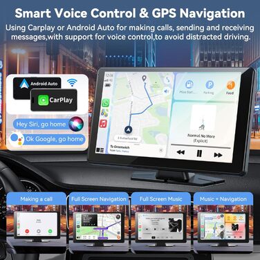 9-дюймовий CarPlay дисплей з сенсорним екраном, бездротовий Android Auto, GPS, Bluetooth, AUX/FM для авто