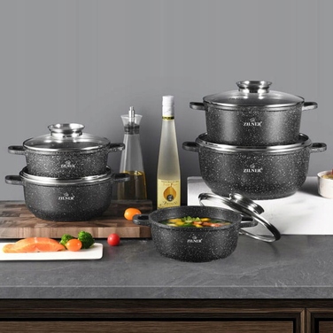 Набір каструль Zilner з мармуровим покриттям, алюмінієвий, 10 предметів