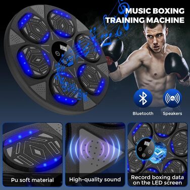 Bluetooth Music Boxing Machine with LED Lights - Wall Mounted Punching Bag with Boxing Gloves & 7 Modes