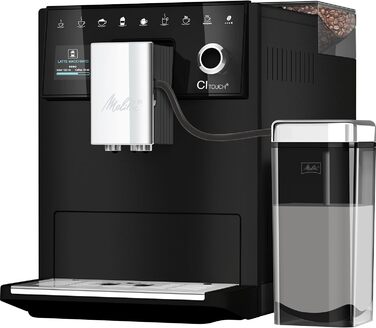 Melitta CI Touch - Fully automatic coffee machine with milk system, coffee machine with integrated grinder and milk frother, for e.g. espresso or cappuccino, frosted black facelift