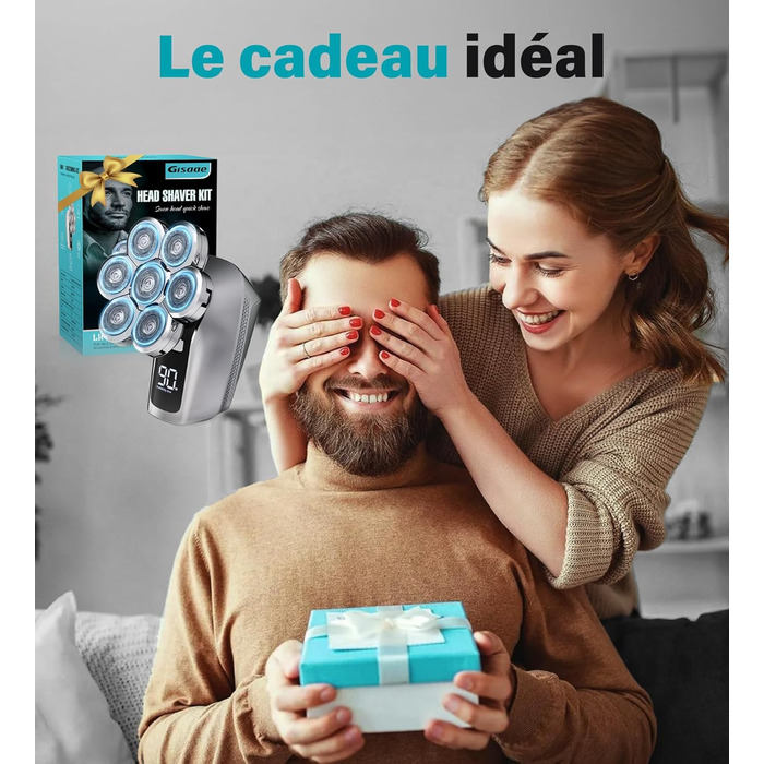 Електричний чоловічий голкостригувач для гоління голови, 7D, вологий/сухий, IPX7, набір для догляду за бородою з LED-дисплеєм, срігано-сірий, перезаряджається