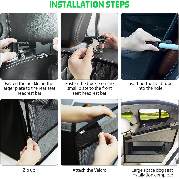 Надійний автокрісло для собак, посилене автокрісло для середніх та великих собак, водонепроникне, неслизьке, з захистом від подряпин, з 3 ременями кріплення