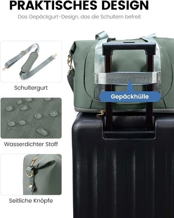 LOVEVOOK Сумка ручної поклажі Ryanair, 40x30x20 см, розширювана, для подорожей літаком, зелена