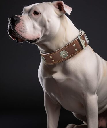 Leather Dog Collar, 5 cm Wide Robust Genuine Leather Collar, Handcrafted, Soft and Luxurious, Eye-Catching Best Choice for Large and Medium Dog Breeds 57-67.5 cm