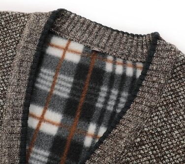 Чоловічий в'язаний кардиган Allthemen з V-подібним вирізом, з підкладкою та ґудзиками, велика в'язка, теплий перехідний жакет (4XL, Кофе)