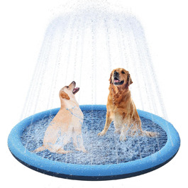 YAUNGEL Dog Pool, 170 cm, Inflatable Pool for Large & Small Dogs, 0.58mm Thickened Anti-Slip Mat Foldable Durable Splash Pad for Summer, Garden (150CM)