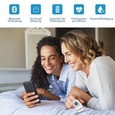 Пульсоксиметр з пам'яттю даних, Bluetooth, моніторинг SpO2 та частоти серця, білий