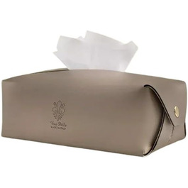 Genuine Leather Cosmetic Tissue Box, Handcrafted, Made in Italy, Perfect for Living Room, Bathroom, Kitchens, and Office/Practice (Gray)